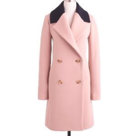 J.Crew pale pink with navy contrast-collar wool topcoat - Picture 3 of 3